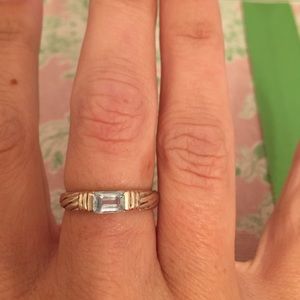 Sterling silver ring with light blue stone